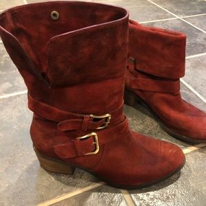 Donald J. Pliner red suede ankle/calf boots